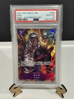 PSA 10 MINT JAPANESE ONE PIECE 2022 KING OP01-096 ALTERNATE ART - Image 1
