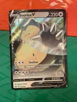 Pokemon TCG Snorlax v Sword & Shield Base Set Holo Ultra Rare Card 141/202 - Image 1