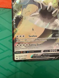 Pokemon TCG Snorlax v Sword & Shield Base Set Holo Ultra Rare Card 141/202 - Image 3
