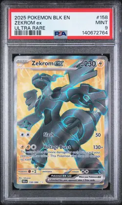 ZEKROM EX #158 ULTRA RARE FULL ART 2025 POKEMON BLK EN BLACK BOLT PSA 9 MINT - Image 1