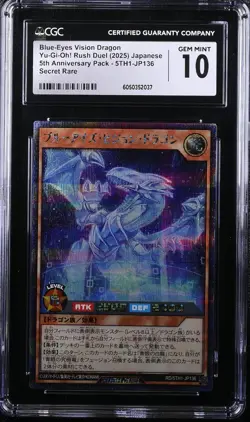 Blue-Eyes Vision Dragon 5TH1-JP136 CGC 10 5th Anniversary Pack Yugioh Card - Image 1