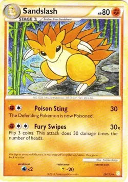 1x Sandslash - 29/123 - Rare Moderately Played Pokemon HGSS - Heartgold Soulsilv - Image 1