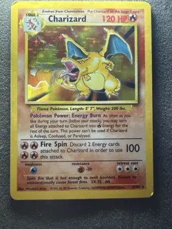 Pokemon TCG Charizard Base Set Holo 4/102 Unlimited Rare Vintage Good Condition - Image 1