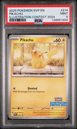 2025 POKEMON SVP EN-SV BLACK STAR PROMO ILLUSTRATION CONTEST 2024 PIKACHU PSA 9 - Image 1