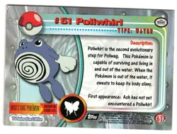 1999 TOPPS POKEMON - # 61 POLIWHIRL - BLACK LOGO - TV ANIMATION- LOOK !! - Image 2