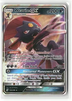Pokemon Weavile GX Ultra Rare SM - Unified Minds 132/236 NM - Image 1