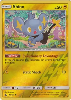Shinx 45/156 Reverse Holo Ultra Prism Pokemon Card NM - Image 1
