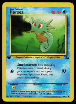 Pokemon Card Horsea 49/62 Fossil 1st Edition - Image 1
