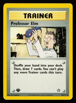Professor Elm 96/111 Uncommon 1st Edition Neo Genesis Pokemon Card - Image 1