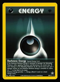 Darkness Energy 104/111 Rare 1st Edition Neo Genesis Pokemon Card - Image 1
