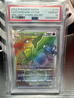 Pokemon TCG Charizard VSTAR Rainbow Secret Rare Card 174/172 PSA 10 - Image 1