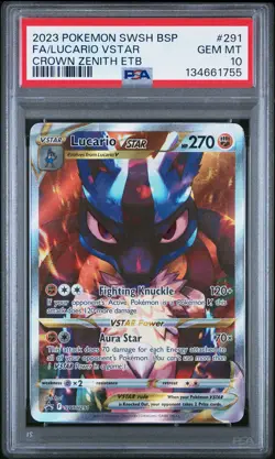 PSA 10 LUCARIO VSTAR 291/159 CROWN ZENITH ELITE TRAINER BOX POKEMON - Image 1