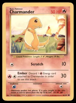 CHARMANDER 46/102 BS BASE SET POKEMON COMMON LP - Image 2