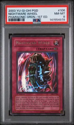 2003 YU-GI-OH! PHARAONIC GUARDIAN PGD-106 NIGHTMARE WHEEL 1st EDITION PSA 8 - Image 1