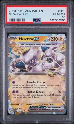 2023 Pokemon SV Paradox Rift #058 Mewtwo EX PSA 10 Card GEM MINT 💎 Quick Ship💥 - Image 1
