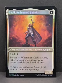 Cecil, Dark Knight prerelease FOIL Final Fantasy 4 FFIV MTG Magic promo stamp NM - Image 2