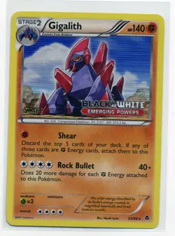 Gigalith Emerging Powers Pokemon Prerelease STAFF Promo 53/98 Holo - Image 1