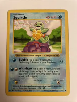 Squirtle 63/102 Base Set Shadowless Edition Pokemon Card - Image 1