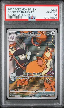 Pokemon TCG Destined Rivals: Team Rocket's Raticate 202/182 PSA 10 - Image 1