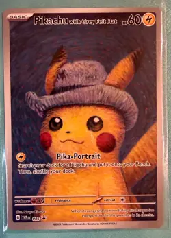 Pikachu with Grey Felt Hat Pokemon Van Gogh SVP EN-SV 085 - *100% authentic* - Image 1