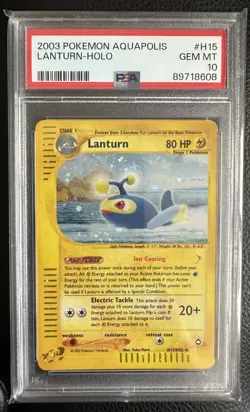 Pokemon WOTC 2003 Aquapolis - Lanturn Holo H15/H32 - PSA 10 Gem Mint - Image 1