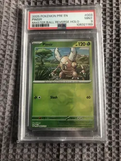 2025 POKEMON PRE EN-PRISMATIC EVOLUTIONS POKE BALL REVERSE HOLO PINSIR PSA 9 - Image 1