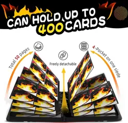 4 Pocket Trading Card Binder 400 Cards Zipper Album Pokemon MTG Fire - Free Ship - Image 4