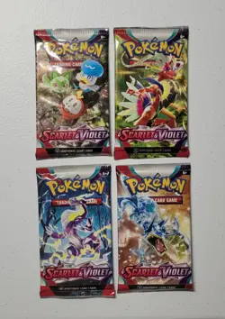 4x Pokemon Scarlet & Violet Base Set Complete Pack Art Sealed Booster Pack Lot - Image 1