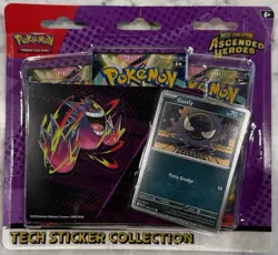 Pokemon Ascended Heroes 3 Pack Tech Sticker Collection Gastly New Sealed In-Hand - Image 1