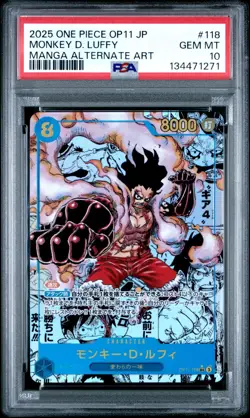 MANGA ALT ART GEAR 4 MONKEY D. LUFFY One Piece 2025 OP11 Japanese #118 PSA 10 - Image 1
