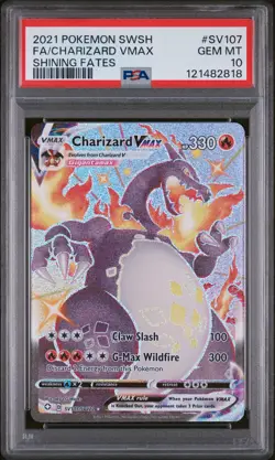 2021 POKEMON SWORD & SHIELD SHINING FATES #SV107 FULL ART/CHARIZARD VMAX PSA 10 - Image 1
