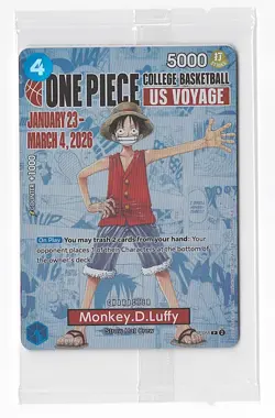 One Piece College Basketball US Voyage Promo Card - Monkey D. Luffy (SEALED) - Image 1