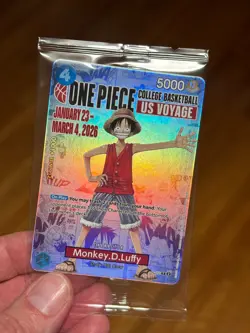 One Piece College Basketball US Voyage Promo Card - Monkey D. Luffy (SEALED) - Image 3