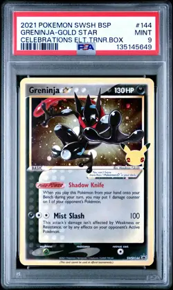 2021 POKEMON SWSH BLACK STAR PROMO #144 GRENINJA-GOLD STAR PSA 9 - Image 1