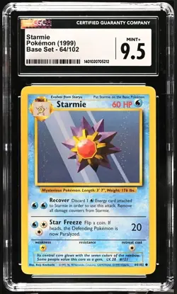 STARMIE 1999 POKEMON BASE SET UNCOMMON 64/102 CGC 9.5 - Image 1