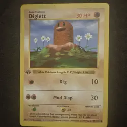 Diglett 47/102 1st Edition Shadowless Base Set Pokemon Card Game 1999 WOTC LP! - Image 1