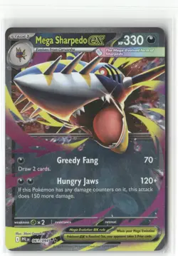 Pokemon Mega Sharpedo ex - Double Rare ME02: Phantasmal Flames 061/094 NM - Image 1