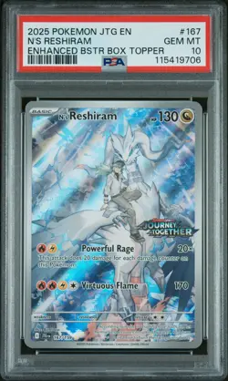2025 POKEMON JTG EN-JOURNEY TOGETHER #167 N'S RESHIRAM PSA 10 - Image 1