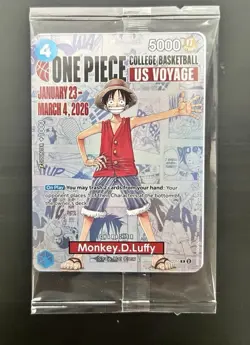 One Piece Monkey D. Luffy US Voyage College Basketball Promo Card Gonzaga SEALED - Image 1