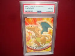 1999 TOPPS POKEMON TV CHARIZARD card # 06 PSA 8 Nm/Mint Black logo 2nd print - Image 1