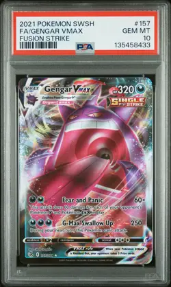 2021 POKEMON SWORD & SHIELD FUSION STRIKE #157 FULL ART/GENGAR VMAX PSA 10 - Image 1