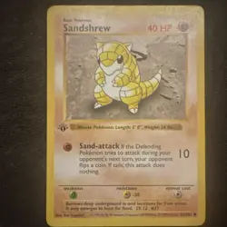 Pokemon TCG Sandshrew Base Set Shadowless 62/102 1st Edition 1999 40 HP Common - Image 1