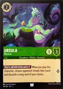 90/204 URSULA DECEIVER INTO THE INKLANDS UNCOMMON DISNEY LORCANA CARD - Image 1