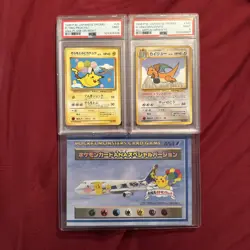 PSA 9 Flying Pikachu and Dragonite 1998 ANA Promo Pokemon Card Japanese Graded - Image 1