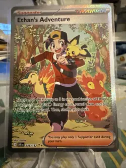 Pokemon TCG Destined Rivals Ethan's Adventure Full Art Trainer Card 236/182 - Image 2