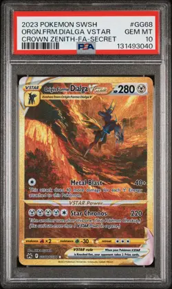 2023 POKEMON SWSH CROWN ZENITH #GG68 FULL ART/ORIGIN FORME DIALGA VSTAR PSA 10 - Image 4