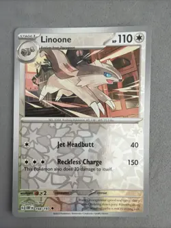 Pokemon TCG * SV Obsidian Flames * 168/197 Linoone REVERSE HOLO Uncommon * NM - Image 1