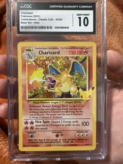 Charizard Pokemon 2021 Celebrations Classic Coll. 4/102 Base Set Holo GEM MT 10 - Image 1
