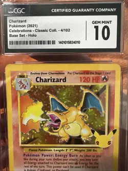 Charizard Pokemon 2021 Celebrations Classic Coll. 4/102 Base Set Holo GEM MT 10 - Image 2