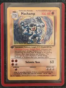 Pokemon TCG Machamp Base Set 8/102 Holo 1st Edition - -LP - Image 2